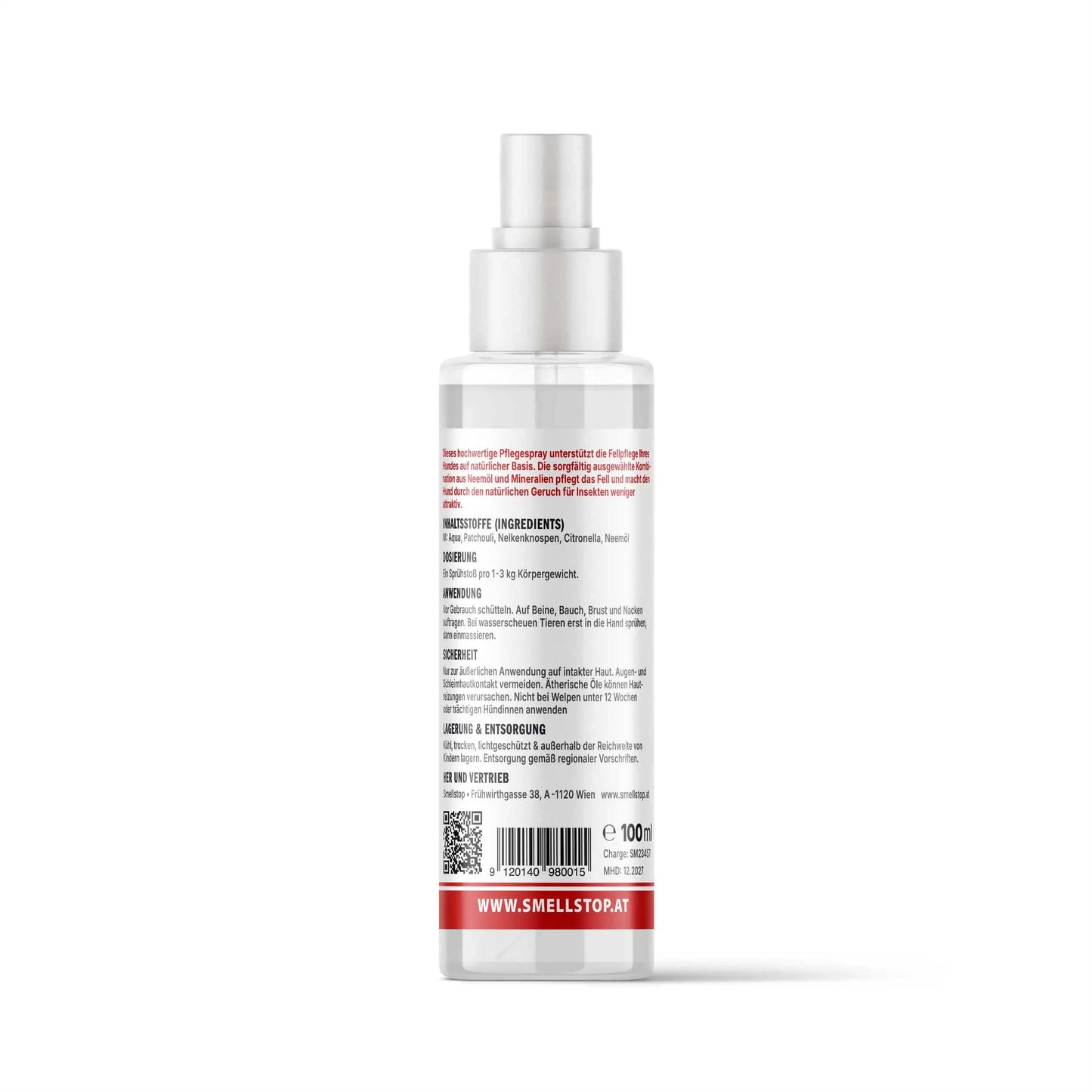 Smellstop Zecken & Flohschutz Spray für Hunde 100ml | Pflanzenbasiert mit Neemöl & Citronella