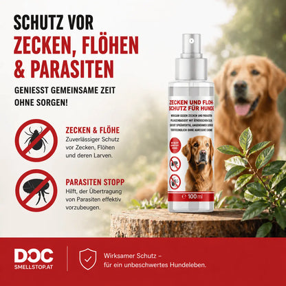 Smellstop Zecken &amp; Flohschutz Spray für Hunde 100 ml | Pflanzenbasiert mit Neemöl &amp; Citronella