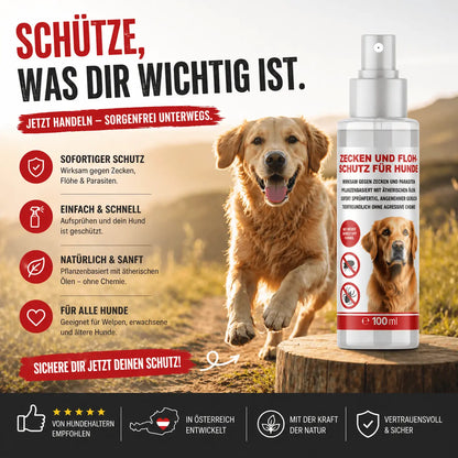 Smellstop Zecken &amp; Flohschutz Spray für Hunde 100 ml | Pflanzenbasiert mit Neemöl &amp; Citronella