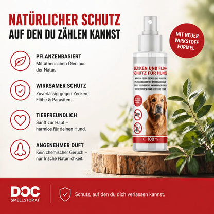 Smellstop Zecken &amp; Flohschutz Spray für Hunde 100 ml | Pflanzenbasiert mit Neemöl &amp; Citronella